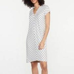 Lou & Grey Striped Signature Soft Double V Cap Sleeve Loose Shirt Dress Size XS